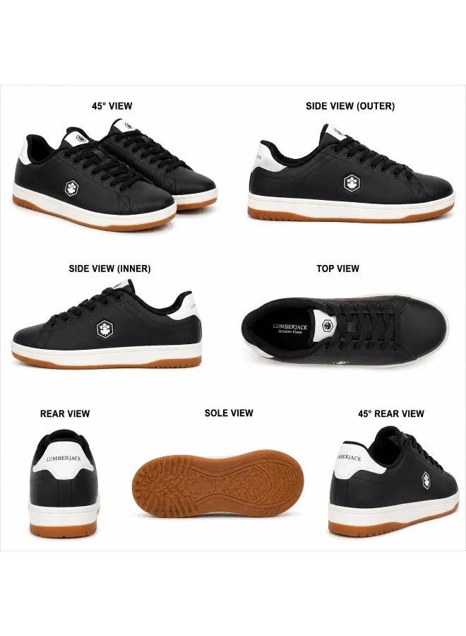 Lumberjack  Rea Men Sneakers Black Off-White PU – Lightweight Comfortable Casual Shoes, Lace-Up Everyday Footwear for Men | Best Price UAE