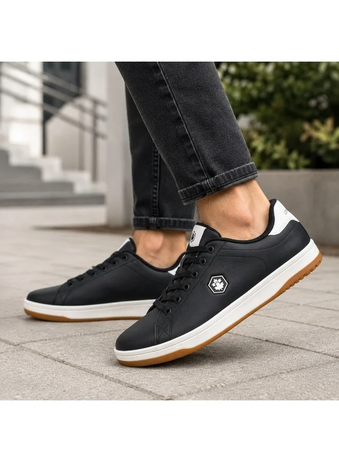 Lumberjack  Rea Men Sneakers Black Off-White PU – Lightweight Comfortable Casual Shoes, Lace-Up Everyday Footwear for Men | Best Price UAE