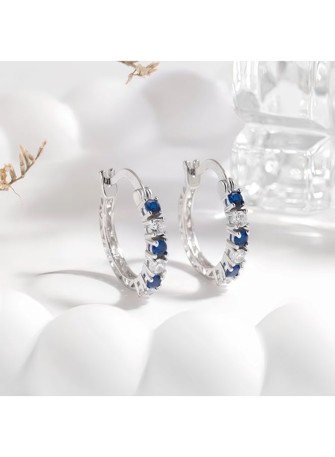 Flossie 925 Sterling Silver Earrings for Women with Sapphires:  Jewelry for Birthdays, Weddings, Christmas, and Valentine's Day Gifts - Image 1