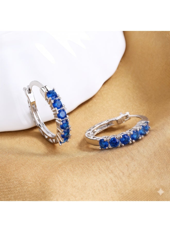 Flossie 925 Sterling Silver Earrings for Women with Sapphires:  Jewelry for Birthdays, Weddings, Christmas, and Valentine's Day Gifts - Image 3