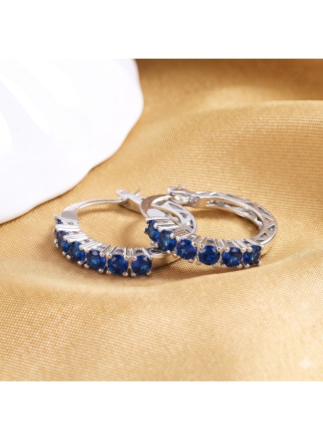 Flossie 925 Sterling Silver Earrings for Women with Sapphires:  Jewelry for Birthdays, Weddings, Christmas, and Valentine's Day Gifts - Image 4