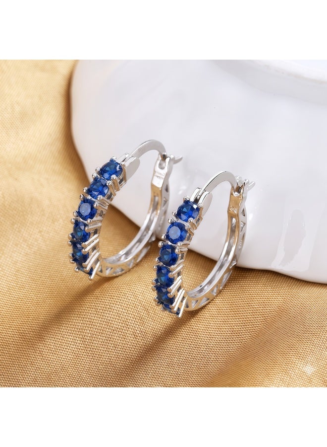 Flossie 925 Sterling Silver Earrings for Women with Sapphires:  Jewelry for Birthdays, Weddings, Christmas, and Valentine's Day Gifts - Image 5