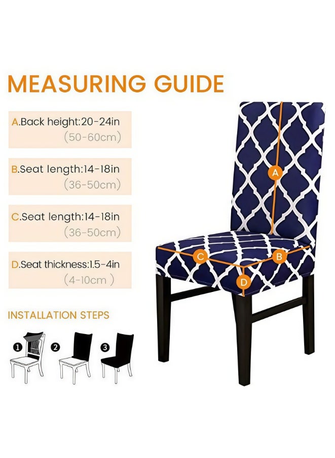 Dining Room Chair Covers Slipcovers Set of 6, Stretch Removable Washable Dining Chair Protector Decoration Cover Seat Slipcover for Hotel,Ceremony,Banquet,Kitchen,Restaurant,Home (Blue, BTC-02) - Image 3