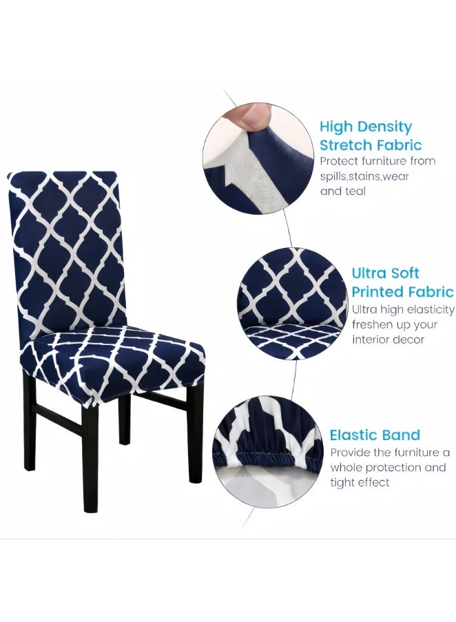 Dining Room Chair Covers Slipcovers Set of 6, Stretch Removable Washable Dining Chair Protector Decoration Cover Seat Slipcover for Hotel,Ceremony,Banquet,Kitchen,Restaurant,Home (Blue, BTC-02) - Image 4