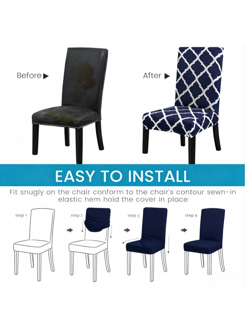 Dining Room Chair Covers Slipcovers Set of 6, Stretch Removable Washable Dining Chair Protector Decoration Cover Seat Slipcover for Hotel,Ceremony,Banquet,Kitchen,Restaurant,Home (Blue, BTC-02) - Image 5