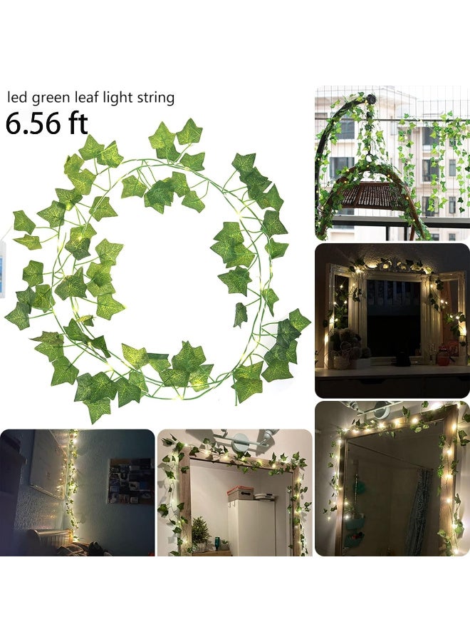 HI-FINE Vines with Lights Solar Operated, 6.56ft 20 LED Vines with Fairy Lights, Leaf Lights with 8 Modes, Fake Vines Ivy String Lights for Bedroom, Wall, Room, Garden, Party Decor - Image 4