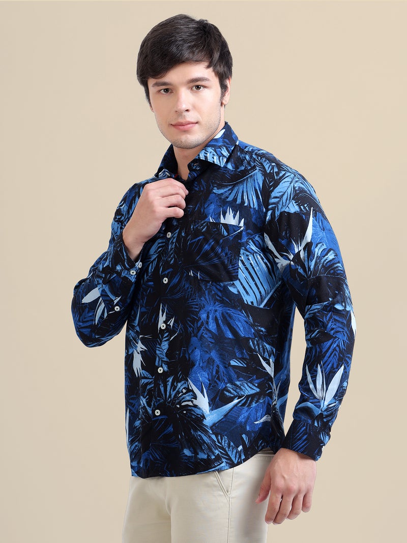 AMSWAN-MENS-RAYON-SHIRT-WITH-TROPICAL-BLUE-PRINT - Image 2