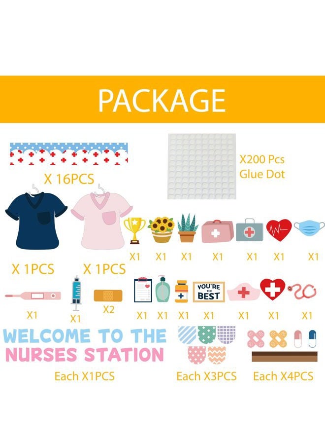 Joffetii 79Pcs School Nurse Bulletin Board Decorations Set Welcome Back to School Classroom Decorations Kit Nurse Appreciation Office Decor Medical RN Cutouts Healthcare Workers Decor for Chalkboard Wall Door - Image 3