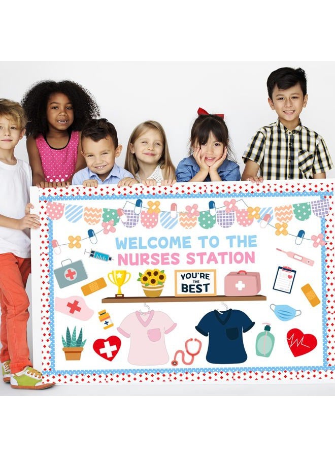 Joffetii 79Pcs School Nurse Bulletin Board Decorations Set Welcome Back to School Classroom Decorations Kit Nurse Appreciation Office Decor Medical RN Cutouts Healthcare Workers Decor for Chalkboard Wall Door - Image 4
