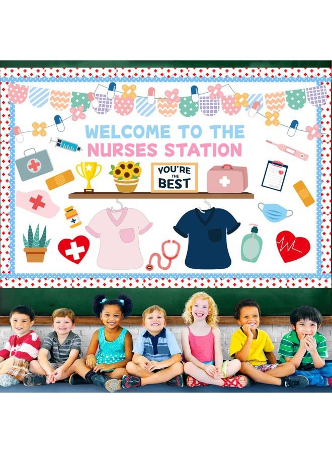 Joffetii 79Pcs School Nurse Bulletin Board Decorations Set Welcome Back to School Classroom Decorations Kit Nurse Appreciation Office Decor Medical RN Cutouts Healthcare Workers Decor for Chalkboard Wall Door - Image 5