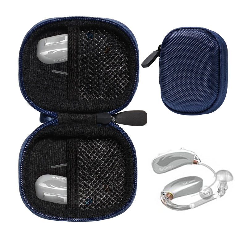 CaseSack Case for Hearing Aids compatible with EarCentic EasyCharge Rechargeable Hearing Aids also for Otofonix EliteEncore Banglijian Britzgo My Tone LIGINN Blaids Lexie Tweak Blue