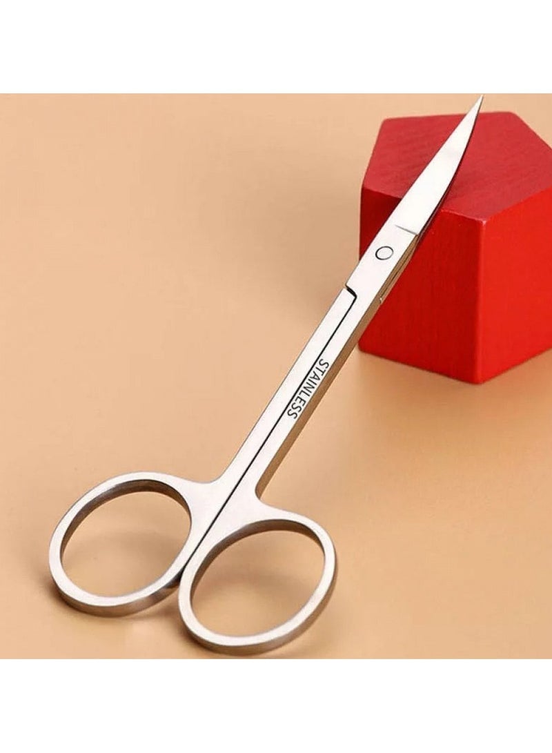 Generic Stainless Steel Scissor With Curved Sharp Edge Blades For Eyebrow Facial Hairs And False Eyelashes  Silver - Image 5