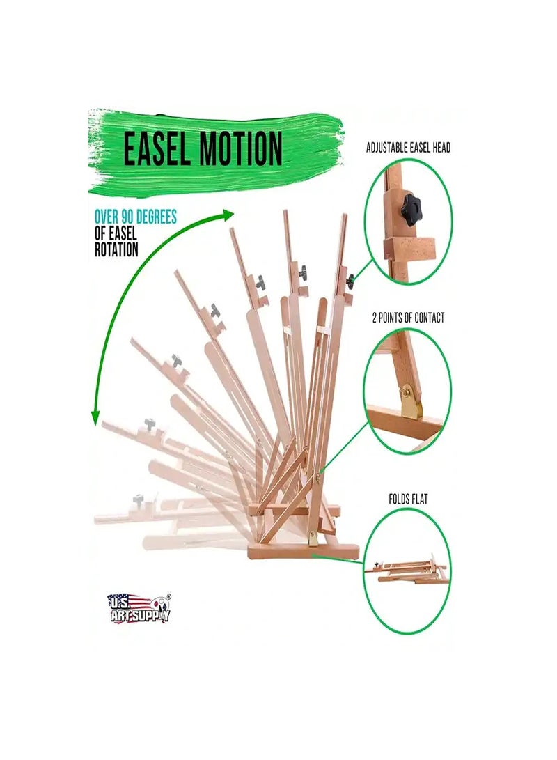 Smart Large Wooden Frame Studio Easel Artists Adjustable Beechwood For Painting Display - Image 4