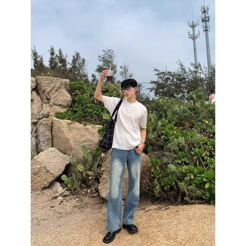 New Short-Sleeved T-Shirt Men'S Summer Korean-Style Trendy Simple Half-Sleeved Top Hong Kong-Style Loose Casual Trendy Brand T-Shirt - Image 4