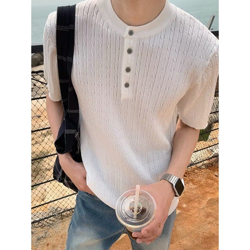 New Short-Sleeved T-Shirt Men'S Summer Korean-Style Trendy Simple Half-Sleeved Top Hong Kong-Style Loose Casual Trendy Brand T-Shirt - Image 1