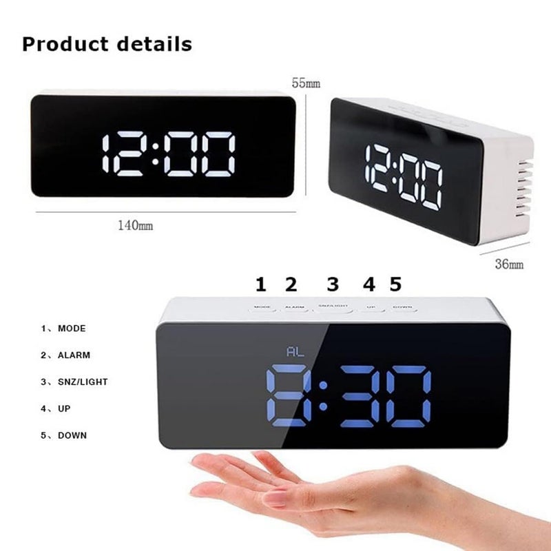 Astrometric Mirror Digital LED Alarm Clock with Sensor, Date & Temperature Display – Smart Table Clock for Students, Heavy Sleepers, Office, Home & Bedroom (Mirror-Alarm-Clock) - Image 2