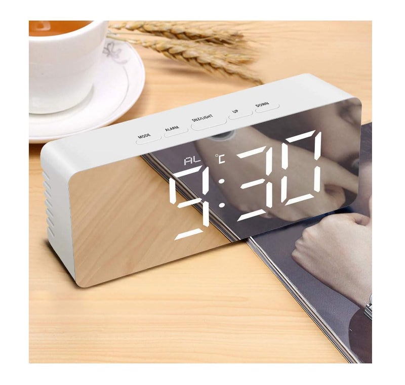 Astrometric Mirror Digital LED Alarm Clock with Sensor, Date & Temperature Display – Smart Table Clock for Students, Heavy Sleepers, Office, Home & Bedroom (Mirror-Alarm-Clock) - Image 1