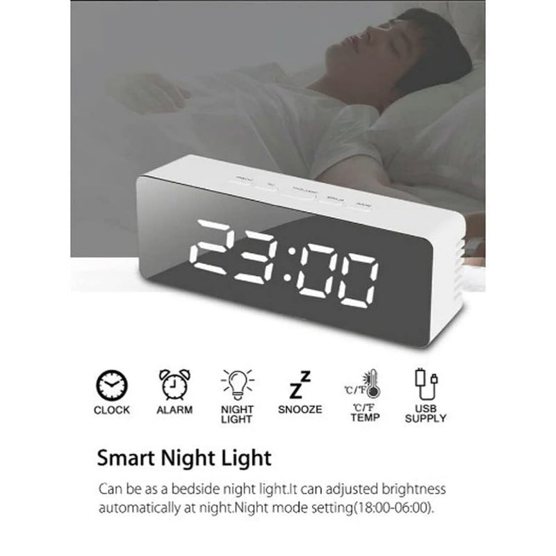 Astrometric Mirror Digital LED Alarm Clock with Sensor, Date & Temperature Display – Smart Table Clock for Students, Heavy Sleepers, Office, Home & Bedroom (Mirror-Alarm-Clock) - Image 5