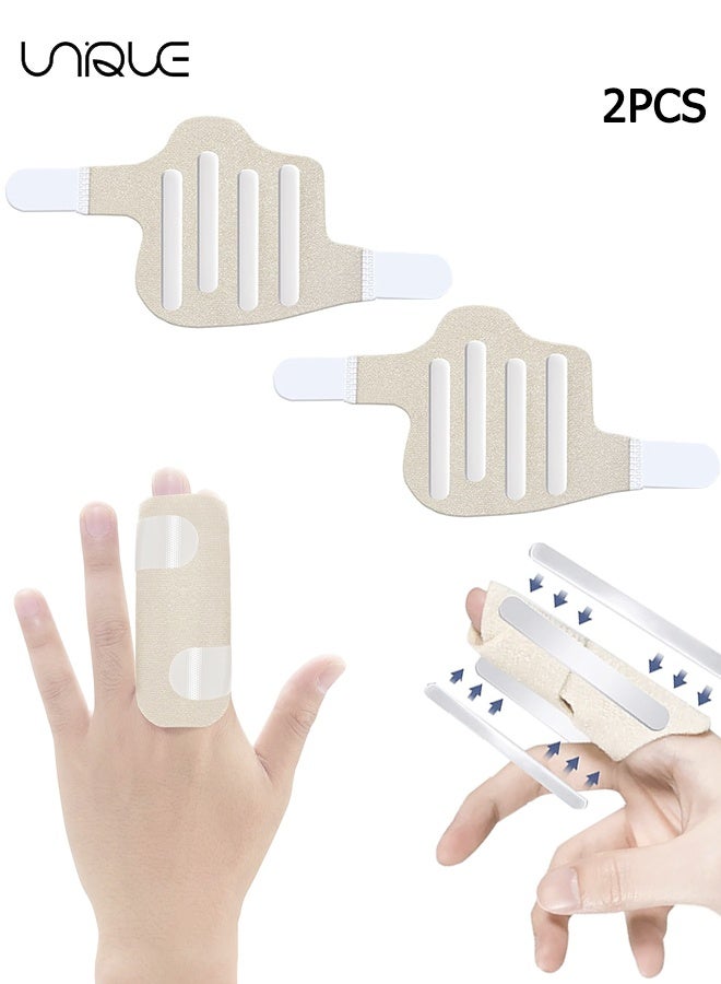 Unique 2 Pcs Finger Splint - Trigger Finger Splint with 4 Metal Bars - Mallet Finger Splint for Straightening, Arthritis, Injury, Sprain Broken, Adjustable Mallet Splint and Hand Brace, Breathable Finger Support Suitable for Each Finger - S/L - Image 1