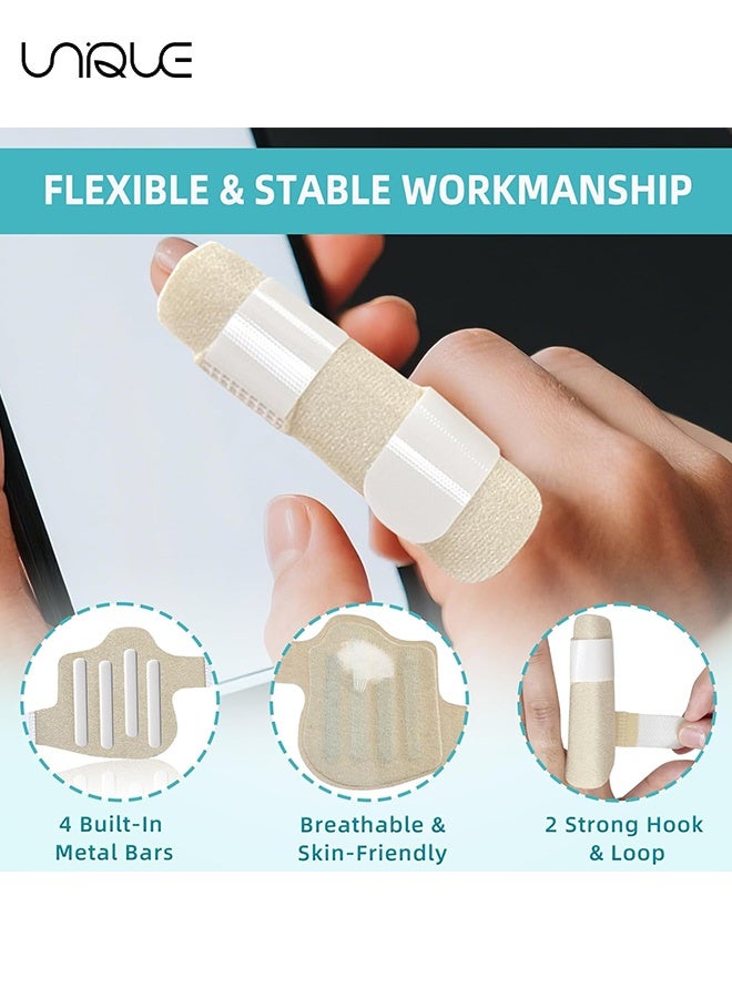 Unique 2 Pcs Finger Splint - Trigger Finger Splint with 4 Metal Bars - Mallet Finger Splint for Straightening, Arthritis, Injury, Sprain Broken, Adjustable Mallet Splint and Hand Brace, Breathable Finger Support Suitable for Each Finger - S/L - Image 3