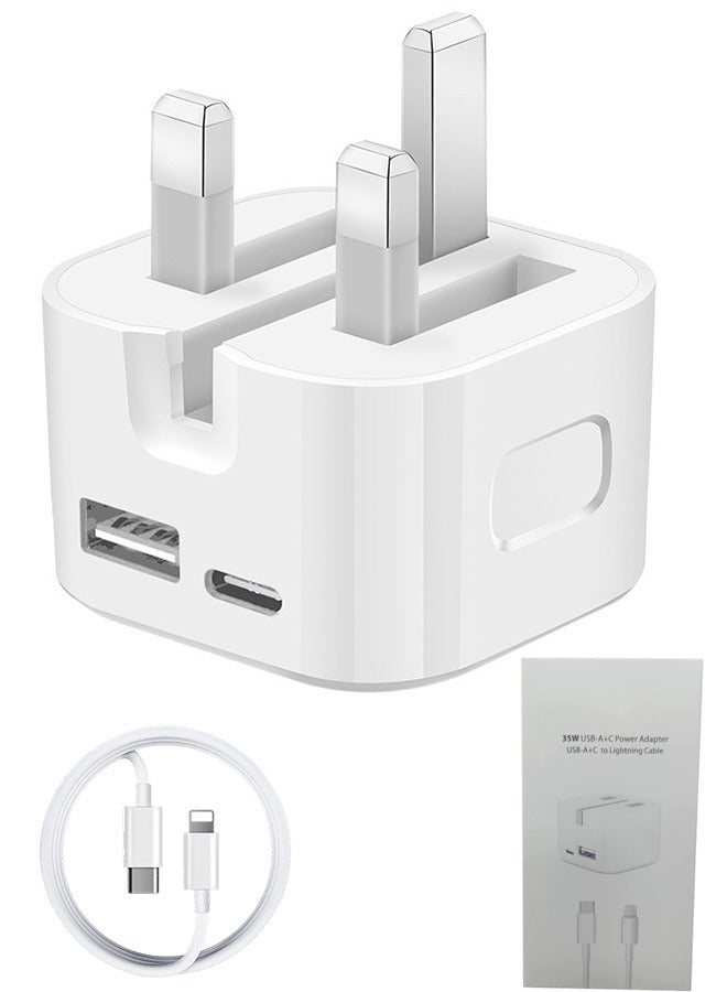 Beauenty 35W UK Fast Charger Dual Port USB + PD Fast Charging Cable 1 Meter, Universal iPhone Samsung, Compatible with Various Devices Such as Tablets and Laptops - Image 1