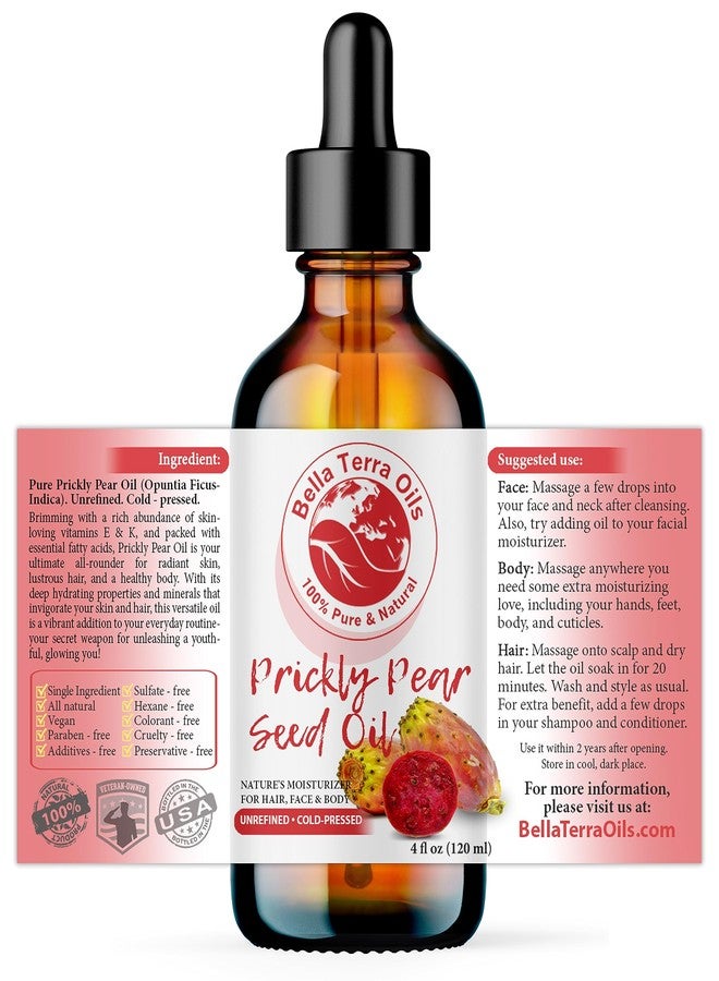 Bella Terra Oils - Prickly Pear Oil 4oz - Sourced from Pure Cactus Enclaves, Packed with Fatty Acids & Flavonoids, Impeccable for Silken Skin - Image 2