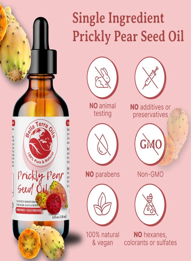 Bella Terra Oils - Prickly Pear Oil 4oz - Sourced from Pure Cactus Enclaves, Packed with Fatty Acids & Flavonoids, Impeccable for Silken Skin - Image 4