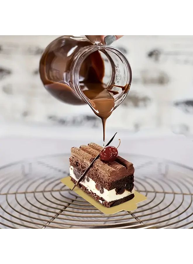 Food Grade Golden Mousse Cake Base Rectangle Mini Cardboard Cupcake Boards 50 Pieces 10x6cm Easy Grip Handle Disposable Dessert Stands For Wedding Birthday Party Baking Supplies - Image 3