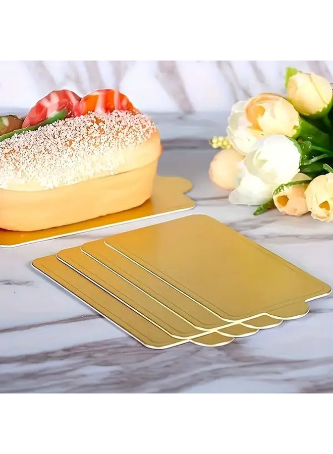 Food Grade Golden Mousse Cake Base Rectangle Mini Cardboard Cupcake Boards 50 Pieces 10x6cm Easy Grip Handle Disposable Dessert Stands For Wedding Birthday Party Baking Supplies - Image 4