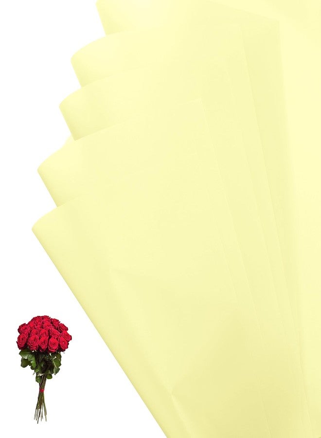 PATIKIL Flower Gift Wrapping Paper, 20 Sheets Waterproof Bouquet Paper Solid Color Wrap Florist Papers for Wedding DIY Craft Graduation Valentine Mother's Day, Light Yellow - Image 1