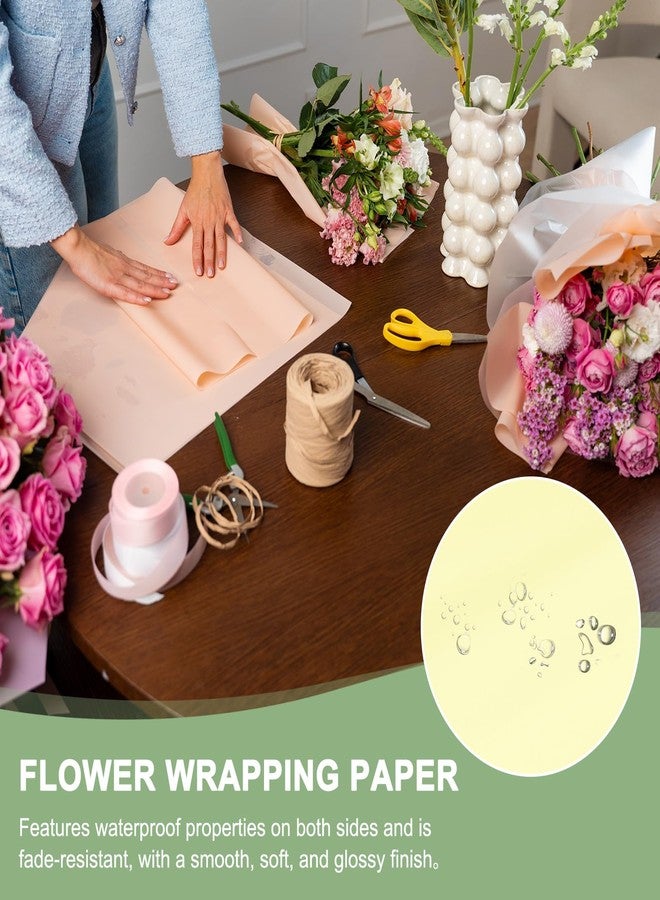 PATIKIL Flower Gift Wrapping Paper, 20 Sheets Waterproof Bouquet Paper Solid Color Wrap Florist Papers for Wedding DIY Craft Graduation Valentine Mother's Day, Light Yellow - Image 4