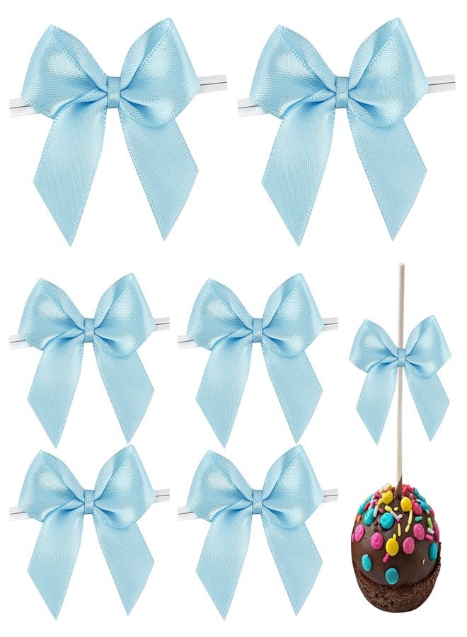 AIMUDI Baby Blue Satin Bows 2" Satin Bow for Gift Wrapping Small Bows with Twist Ties Premade Ribbon Bow for Crafts Cake Pop Treat Bags Wedding Bridal Shower Birthday Party Easter Decoration, 50 PCs - Image 1