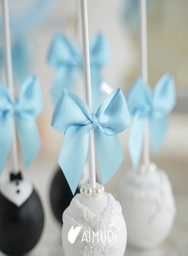 AIMUDI Baby Blue Satin Bows 2" Satin Bow for Gift Wrapping Small Bows with Twist Ties Premade Ribbon Bow for Crafts Cake Pop Treat Bags Wedding Bridal Shower Birthday Party Easter Decoration, 50 PCs - Image 5