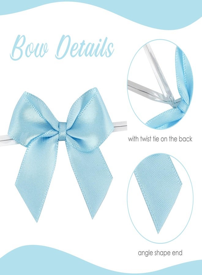 AIMUDI Baby Blue Satin Bows 2" Satin Bow for Gift Wrapping Small Bows with Twist Ties Premade Ribbon Bow for Crafts Cake Pop Treat Bags Wedding Bridal Shower Birthday Party Easter Decoration, 50 PCs - Image 4