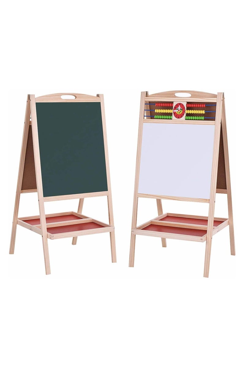 MOMENT Children's Drawing Board [46 x 92 cm] Double-Sided Magnetic Drawing Board Lifting Easel Children's Small Blackboard Solid Wood Writing Board - Image 1