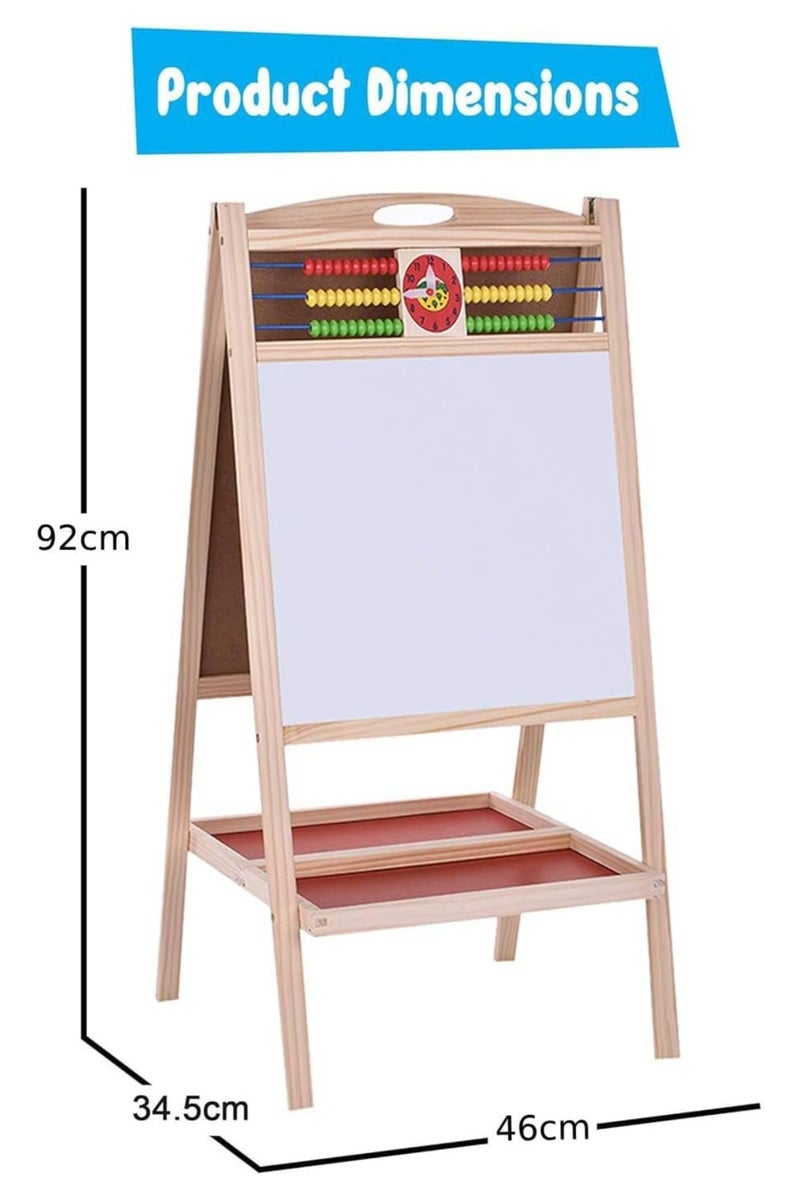 MOMENT Children's Drawing Board [46 x 92 cm] Double-Sided Magnetic Drawing Board Lifting Easel Children's Small Blackboard Solid Wood Writing Board - Image 2