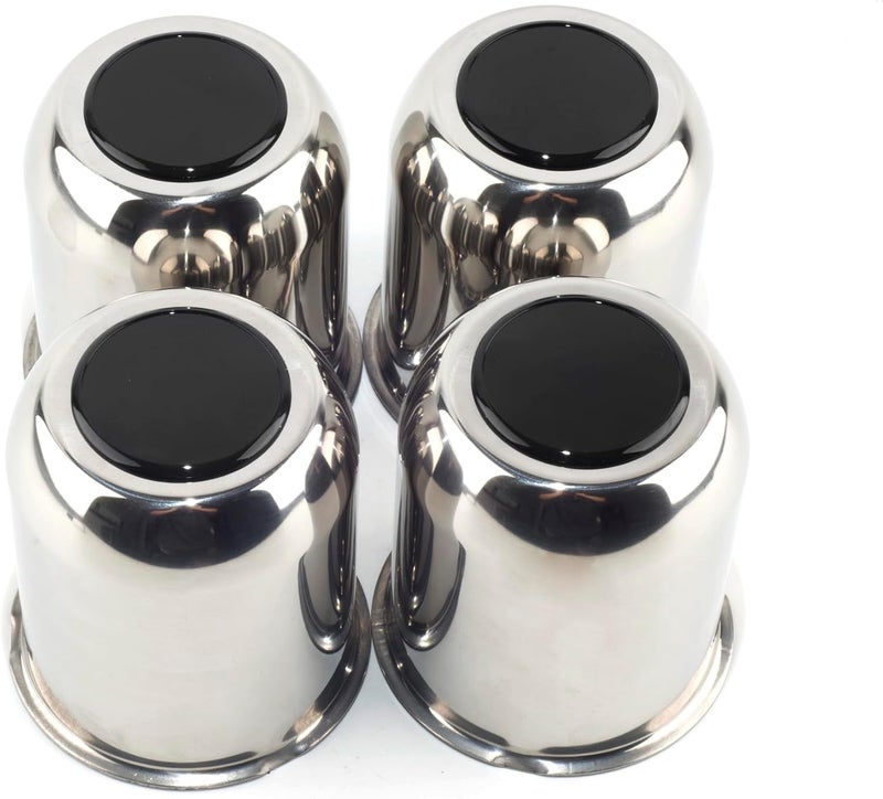 RTRHINOTUNING 4 PCS 3.74in Stainless Steels Wheel Center Caps for 3.74in / 95mm Trailer Truck Rim Center Hole, Push Through Hub Caps 4.33in Height - Image 1