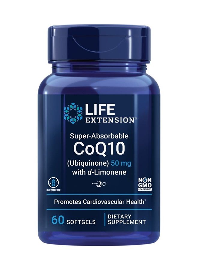 Life Extension Super-Absorbable CoQ10 with D-Limonene 50mg - High Absorption Ubiquinone Kaneka Q10 Supplement for Energy and Heart & Brain Health Support - Non-GMO, Gluten Free - 60 Softgels - Image 1
