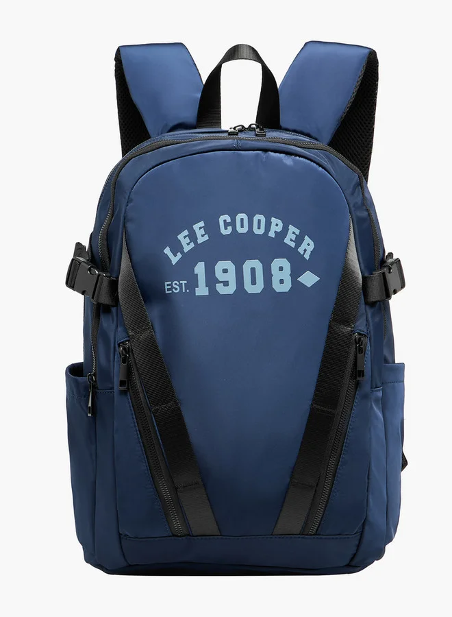 Lee Cooper Printed Backpack with Adjustable Straps and Zip Closure - 16xX33X47 cm