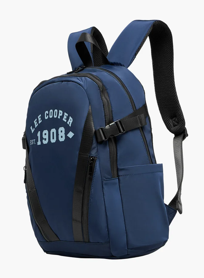 Lee Cooper Printed Backpack with Adjustable Straps and Zip Closure - 16xX33X47 cm