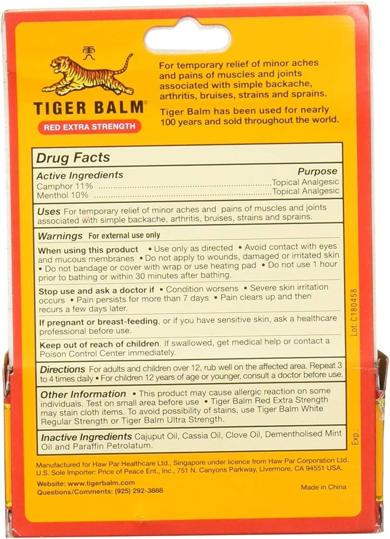Tiger Balm Red Extra Strength Pain Relieving Ointment - 18g - Image 5