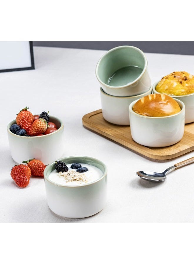 UNICASA Ramekins Creme Brulee Porcelain, Baking Dishes Ramekins set of 2 x 240 ml, Bowl for Custard, Pudding, Souffle Cups, Oven Safe - Green - Image 4