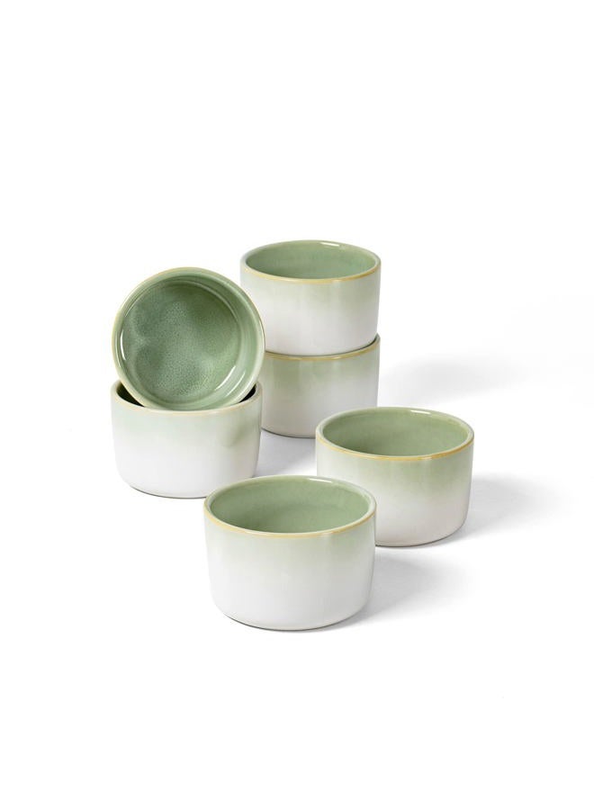 UNICASA Ramekins Creme Brulee Porcelain, Baking Dishes Ramekins set of 2 x 240 ml, Bowl for Custard, Pudding, Souffle Cups, Oven Safe - Green - Image 1