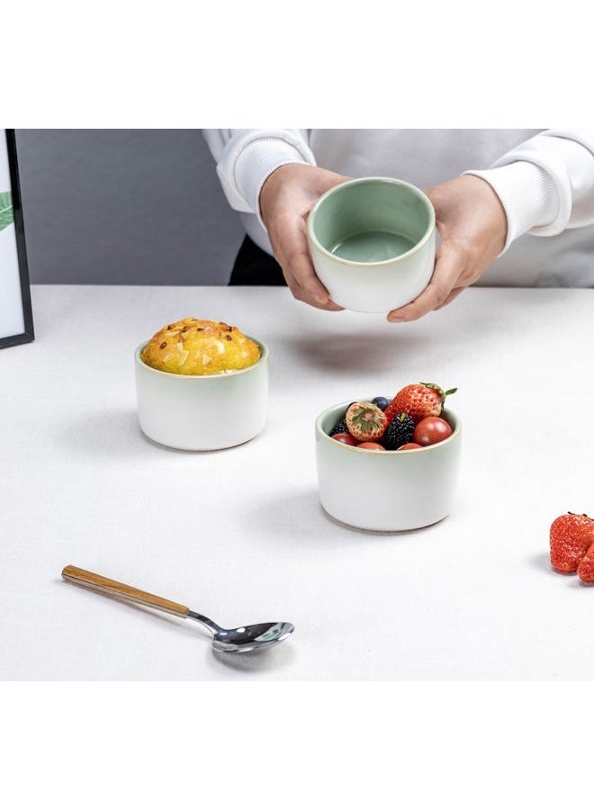 UNICASA Ramekins Creme Brulee Porcelain, Baking Dishes Ramekins set of 2 x 240 ml, Bowl for Custard, Pudding, Souffle Cups, Oven Safe - Green - Image 5