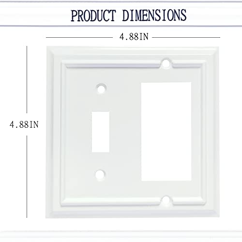 Funkiim Wall Plates, Decorator/Toggle Switch Plate Combination, Outlet Covers,Bamboo Fiber Material Wall Plate, Standard Size Wall Plates of various styles, White (2 Gang Toggle/Decorator 2 Pack) - Image 2