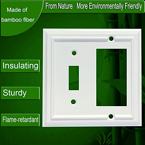 Funkiim Wall Plates, Decorator/Toggle Switch Plate Combination, Outlet Covers,Bamboo Fiber Material Wall Plate, Standard Size Wall Plates of various styles, White (2 Gang Toggle/Decorator 2 Pack) - Image 4