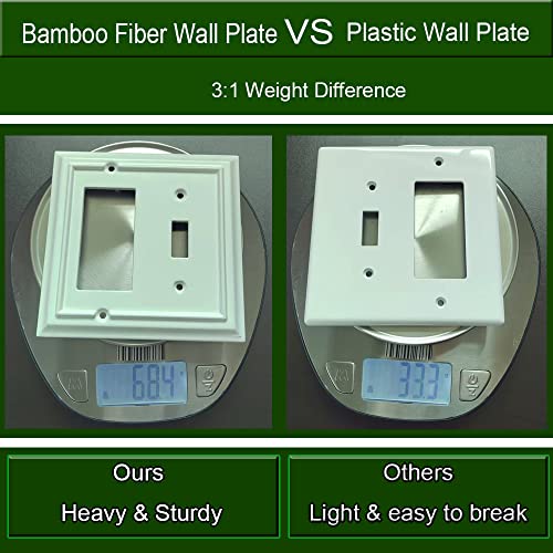 Funkiim Wall Plates, Decorator/Toggle Switch Plate Combination, Outlet Covers,Bamboo Fiber Material Wall Plate, Standard Size Wall Plates of various styles, White (2 Gang Toggle/Decorator 2 Pack) - Image 3