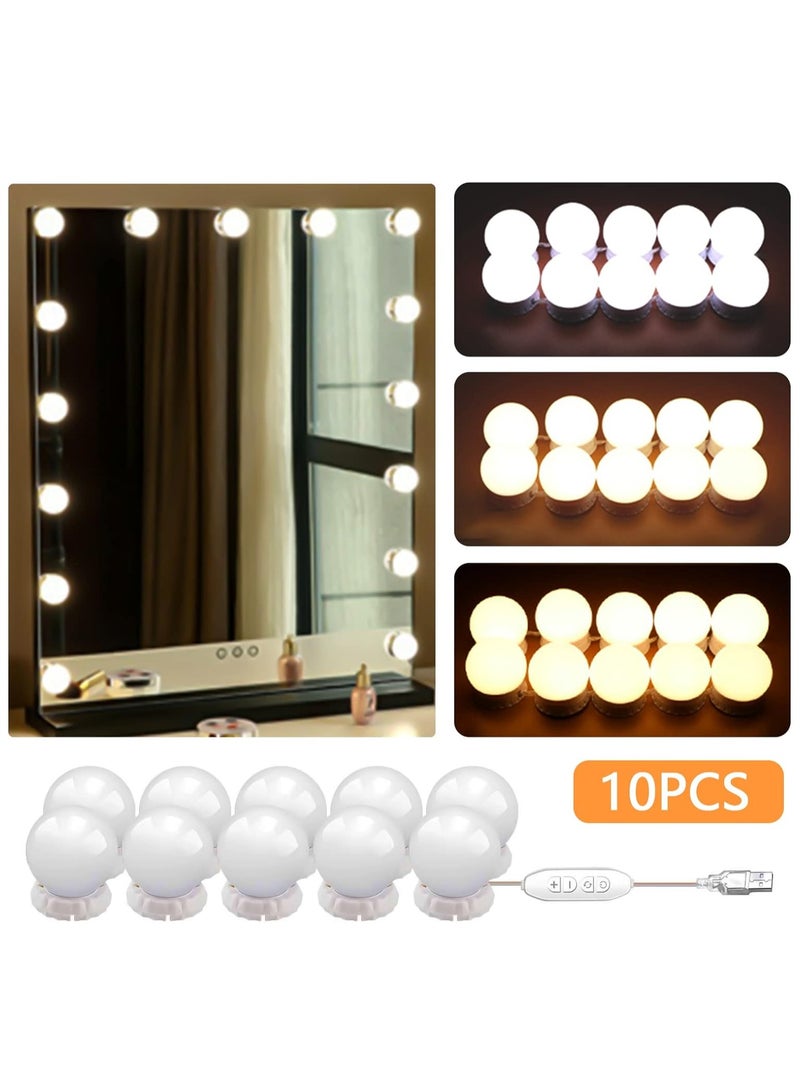 Vanity Lights Kits DIY, Makeup Lights with 10pcs Dimmable Bulbs, 3 Colour Modes with Touch Sensor Dimmer Switch for Dressing Table - Image 1