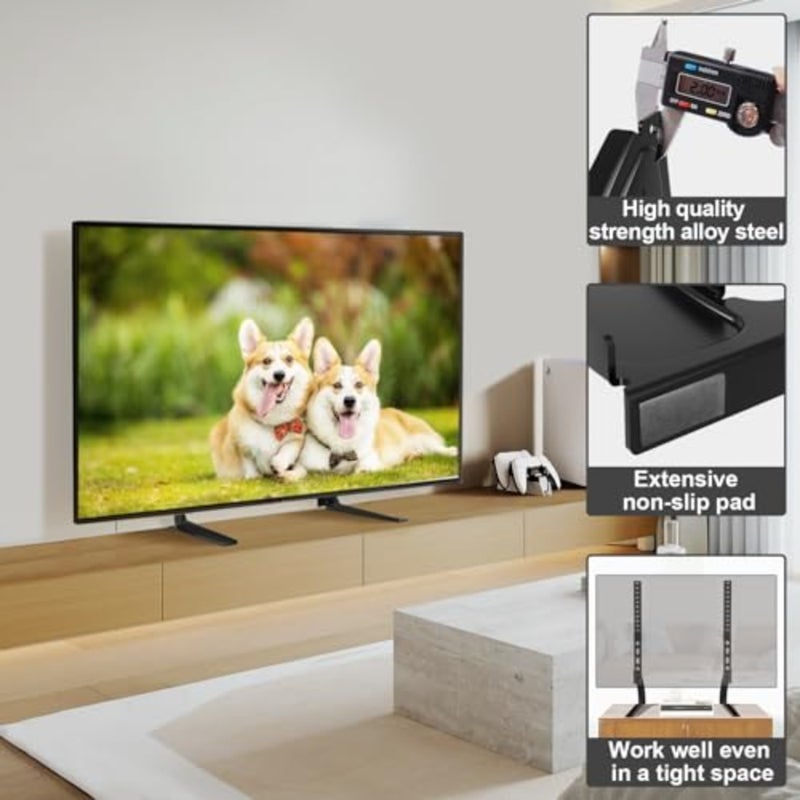 TAVR Universal Table Top TV Stand Mount for 27-65 Inch LCD/LED Flat/Curved TVs, Steel Black Height Adjustable Base, Holds up to 88 lbs, Max VESA 800x500mm - Image 5