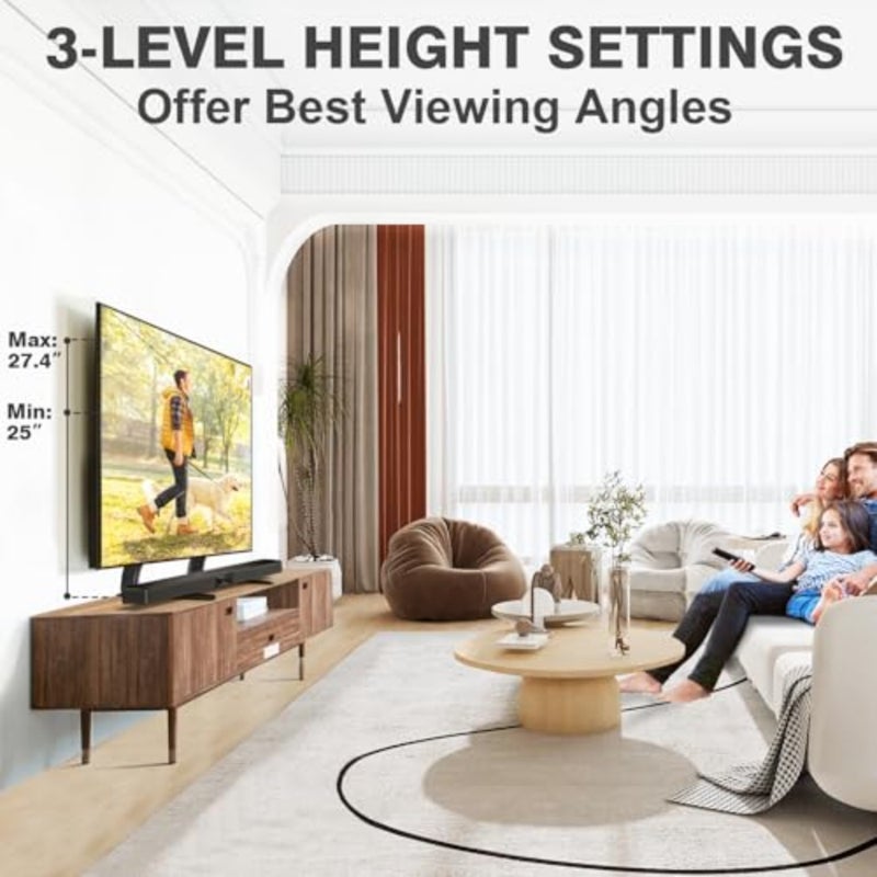 TAVR Universal Table Top TV Stand Mount for 27-65 Inch LCD/LED Flat/Curved TVs, Steel Black Height Adjustable Base, Holds up to 88 lbs, Max VESA 800x500mm - Image 2